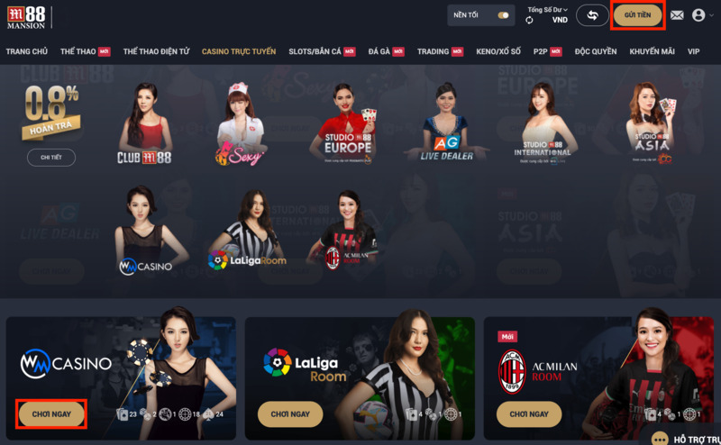 truy cập trang casino trực tuyến m88