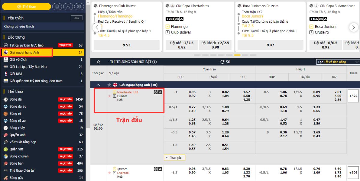 xác định trận bóng ngoại hạng anh m88 muốn cược